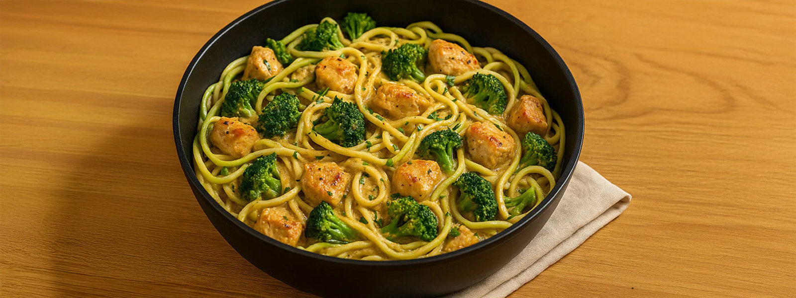 Gluten-Free Chicken & Broccoli Fettuccine with Zoodles