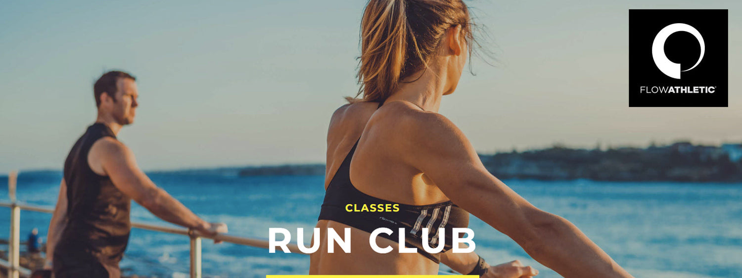 Flow Athletic Run Club members warming up by the ocean during a sunrise session, showcasing strength, movement, and coastal Sydney lifestyle.