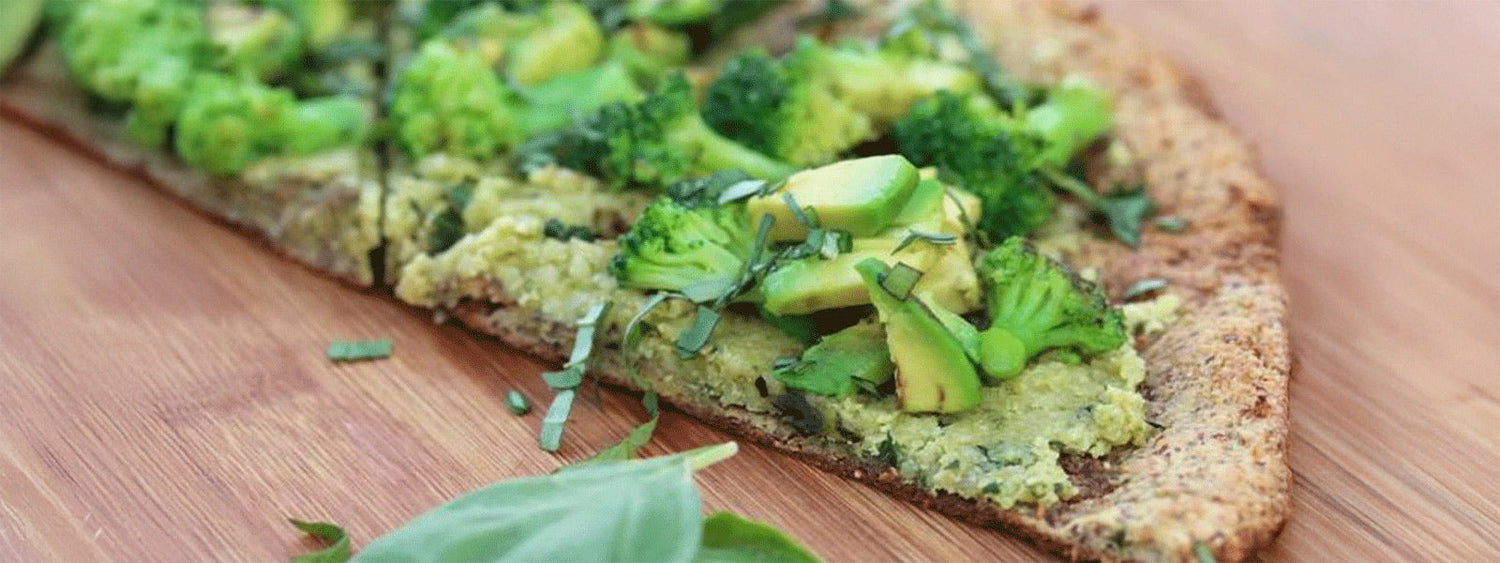 Gluten-Free Avocado and Broccoli Pizza with Cauliflower Crust