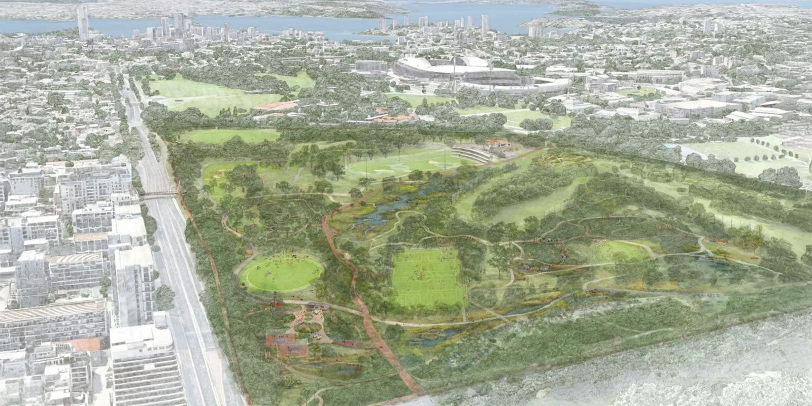 Artist impression of Moore Park South masterplan