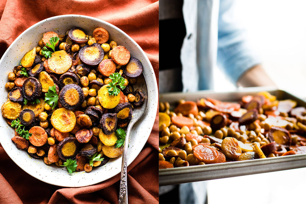 Spicy, Vegan, Roasted Carrot & Chick Pea Salad