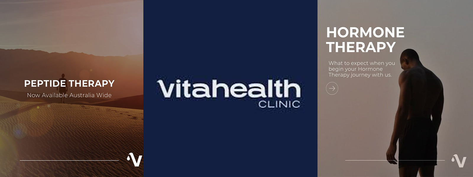 Vitahealth Clinic promoting peptide therapy now available Australia-wide, with scenic desert background