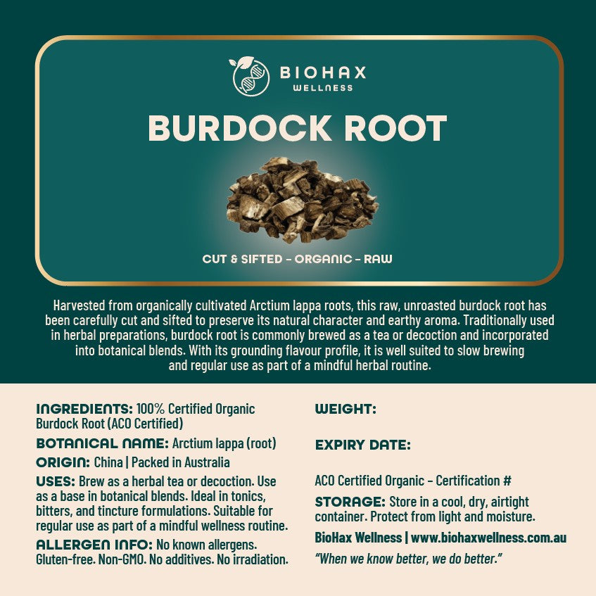 Burdock Root (Cut &amp; Sifted) – Certified Organic