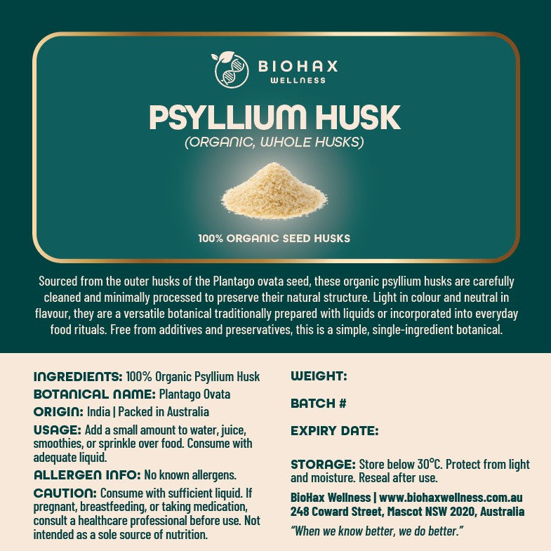 Organic Psyllium Husks — Premium Soluble Fibre