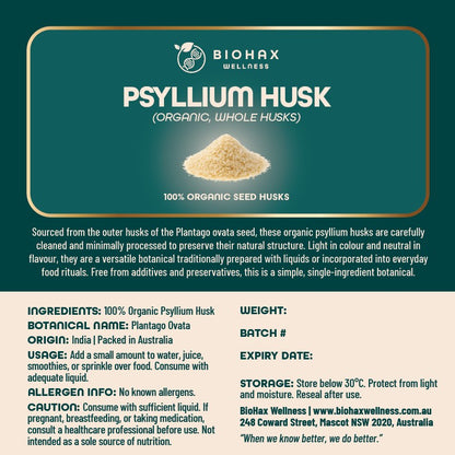 Organic Psyllium Husks — Premium Soluble Fibre