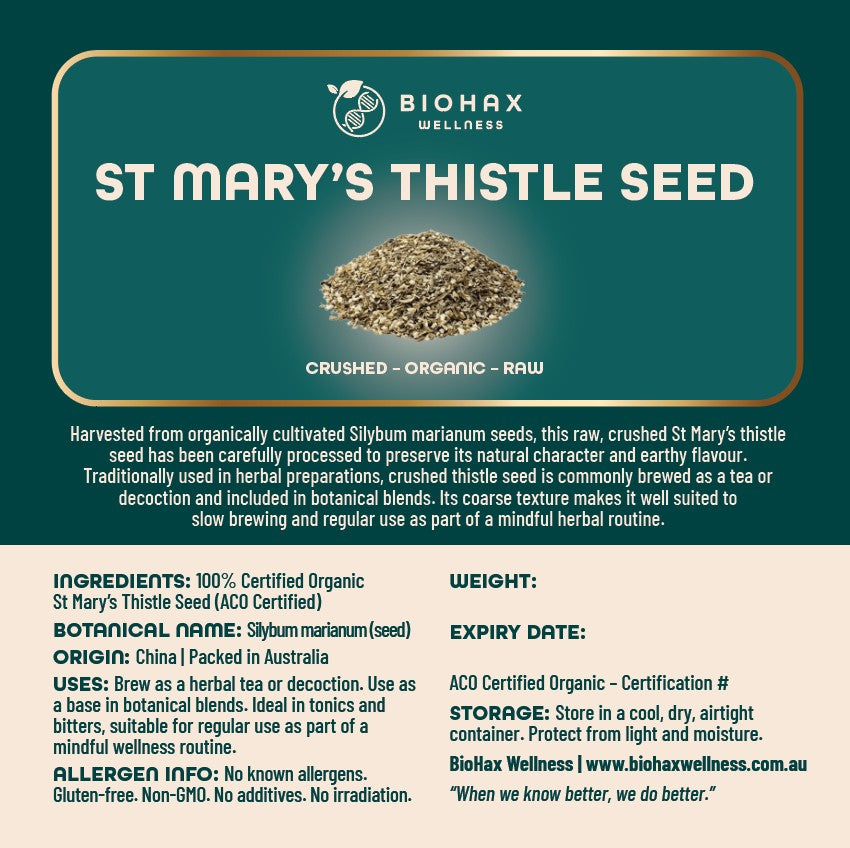 St Mary’s Thistle Seed (Crushed) – Certified Organic